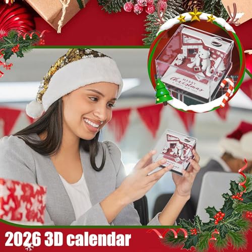 Calendrier 2026 avec relief 3D sculpté et carnet de notes intégré