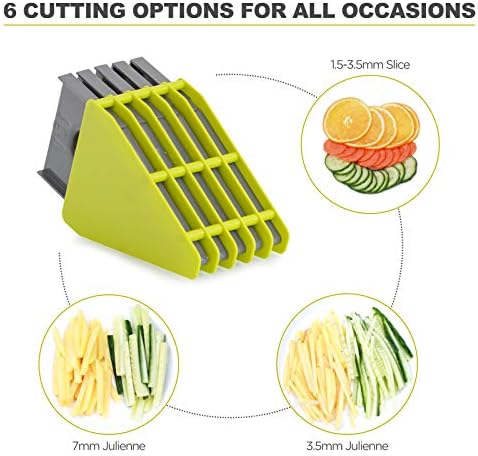 Ideal Pro V Slicer Mandolin, 6 in 1 V Blade Vegetable Cutter, Shredder, Grater, Julienne. Stainless Steel Best for Potato, Onion, Cabbage, Fruit, Chips. Professional Mandoline for Chef