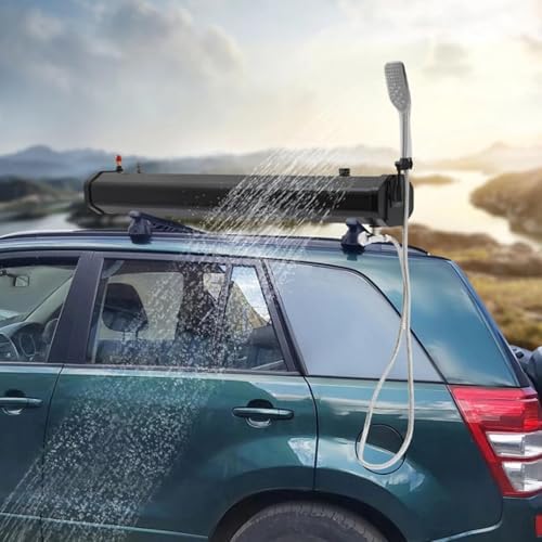 Portable Camping Shower - 18L Roof Rack Mount Solar Heated Pressurized Water Tank for Hiking, Car Wash, Beach Vacation - Ideal Outdoor Shower Solution