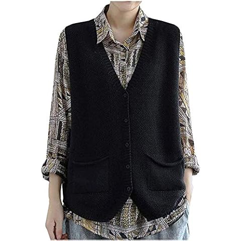 Lazutom Women's V-neck Knitted Sweater Vest Cover