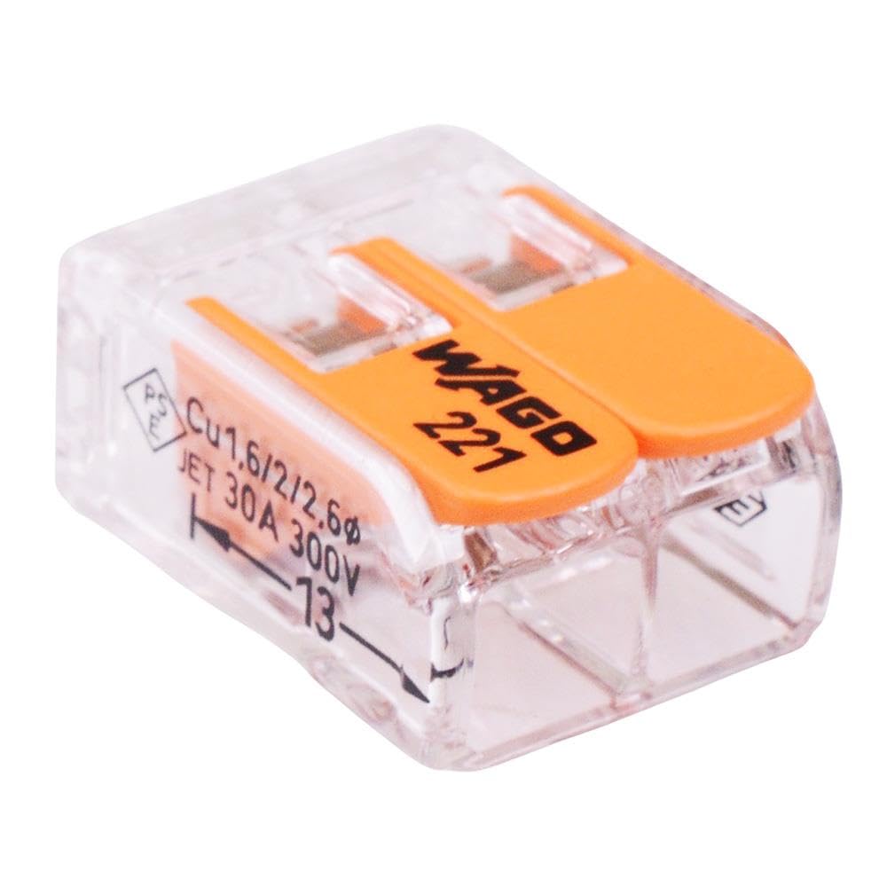 Wago Compact Lever Connector 6mm² 41A 221 Series (Pack of 5, 2-Way (612))
