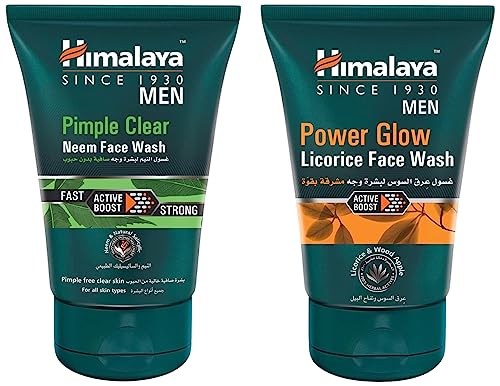 Image of Himalaya Men Pimple Clear Neem Face Wash, 100ml and Himalaya MEN Power Glow Licorice Face Wash, 100ml