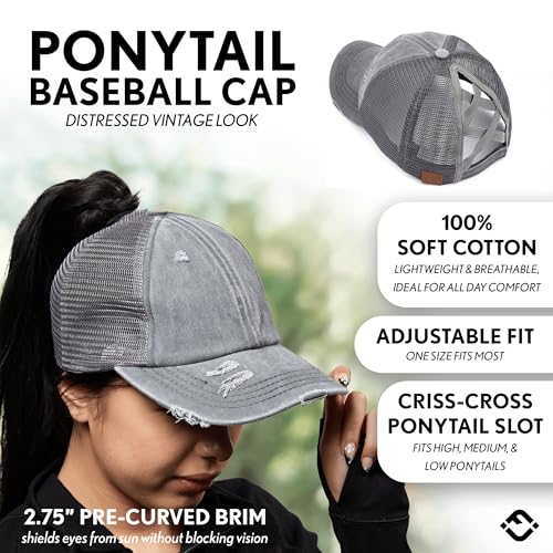 Image of Funky Junque Womens Baseball Cap Dad Hat Ponytail Messy Bun Trucker Ponycap