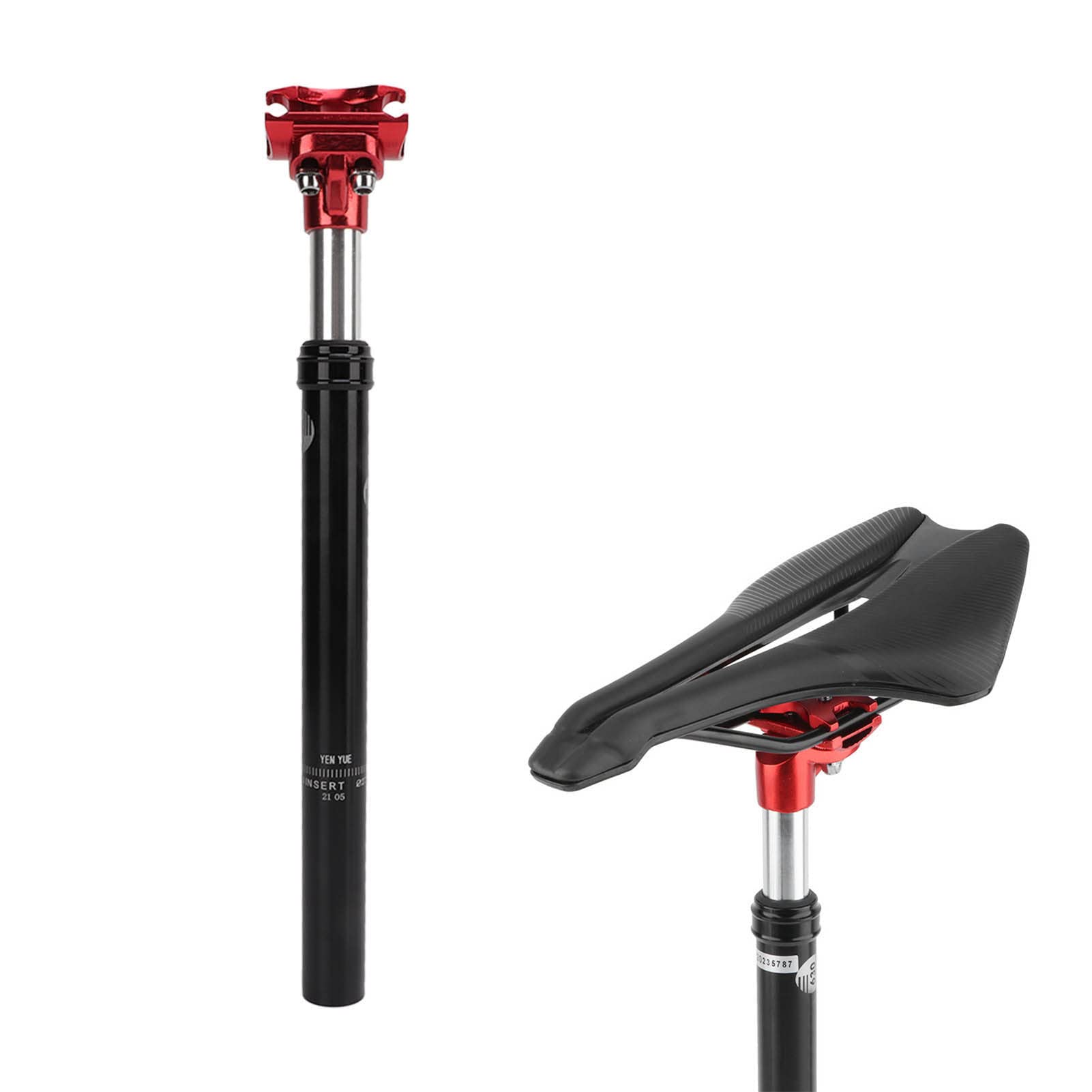 Tige de selle suspendue avec amortisseur à pression d'huile, 27,2 mm, pour VTT, rouge (KSP630-27,2 mm x 350 mm Noir/Rouge)
