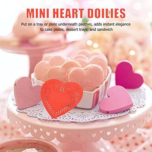 Cabilock 100 Folhas Doilies Coração Dos Namorados Mini Pequenos Recortes de Papel da Forma Do Coraçã