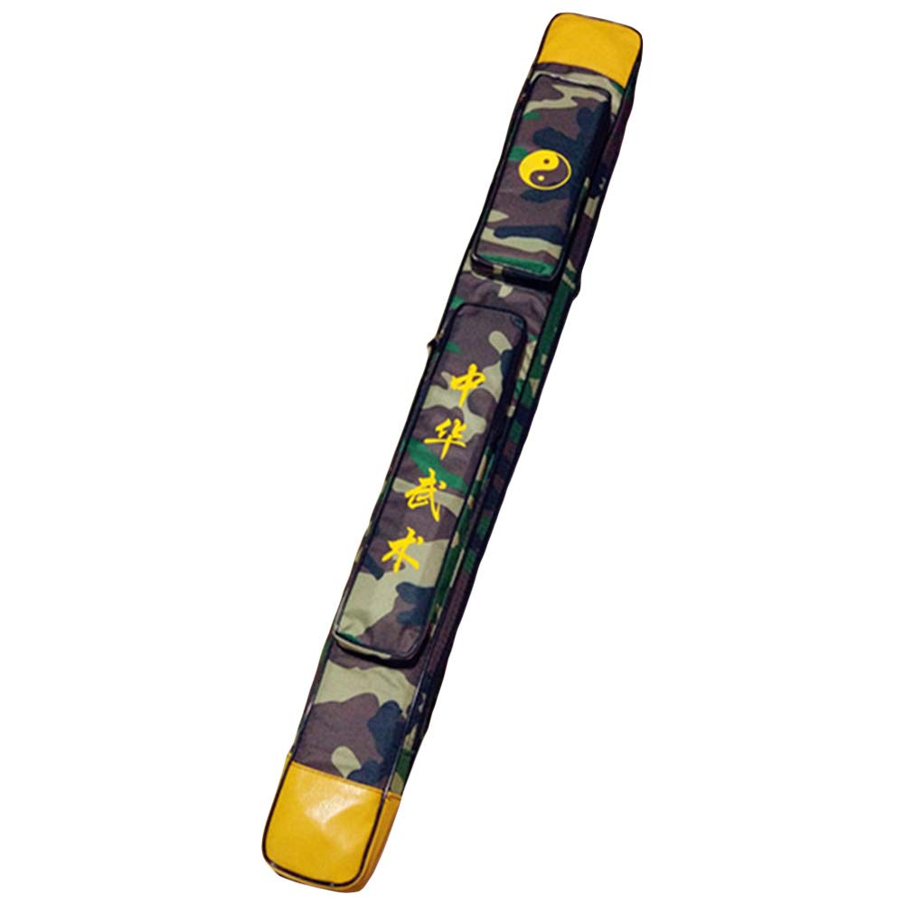 G-LIKE Japanese Bokken Carrying Bag - Single and Double Layer of Sword Bag Carry Case with Multiple Pockets - Canvas with PU (Yellow&Camouflage, Single) — image 1