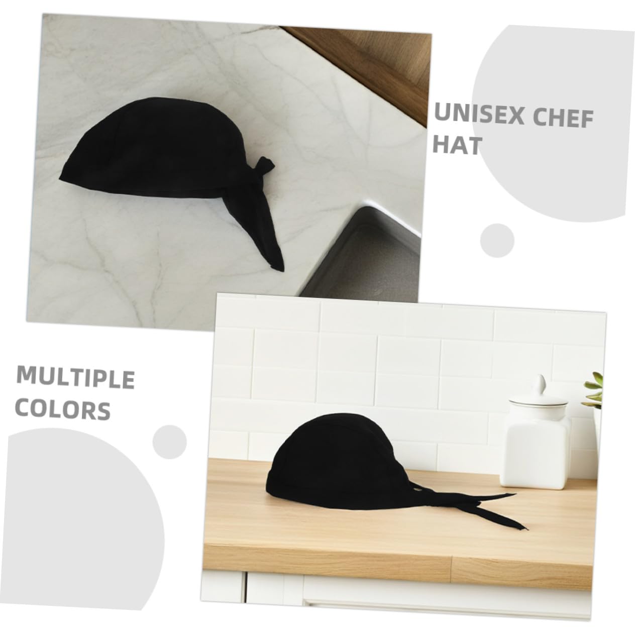 Cappello da Cuoco a Fascia Nero 12 Pezzi in Cotone per Cucina