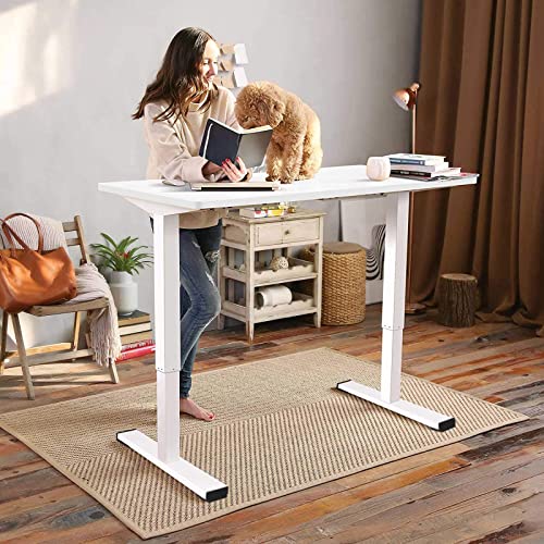 Flexispot Electric Stand Up Desk Workstation 40 X 24 Inches Whole-Piece Desktop Ergonomic Height Adjustable Standing Desk (White Frame + 40" White Desktop) #TOP6