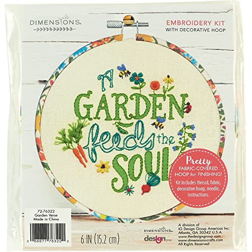 Dimensions Garden Verse Embroidery Starter Kit for Beginners, 6