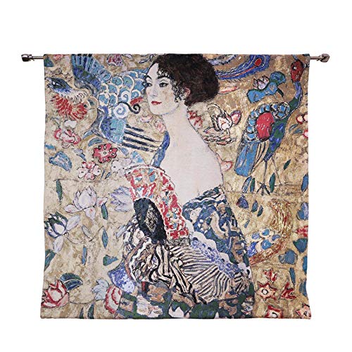 Signare Tapiz para Colgar en la Pared, diseño de Mujer con Abanico, 135 x 135 cm (WH-GK-LF-BG)