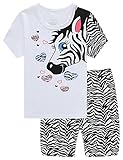 Family Horse Big Girl 2 Piece 100% Cotton Short Pajamas Set Soft Kid Pjs Size 10 Years White