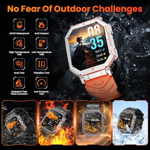 Image of Military Smart Watches for Men with GPS,Compass,2.01 inch HD Display Bluetooth Calls,Smartwatch with GPT Voice Assistant,LED Flashlight,Fitness Tracker with 120+ Sports Modes,Compatible with Android & iOS