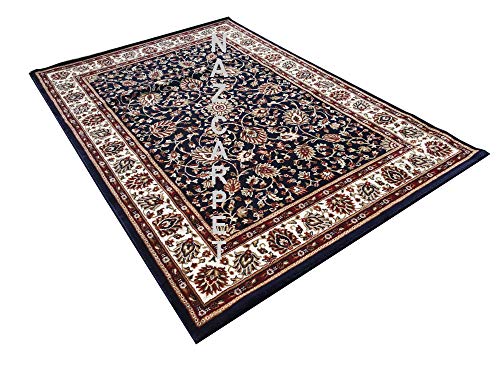 Image of Kashmiri Traditional Woollen Carpet with Advanced 1 Inch Thickness & Classical Look 180x275cm (6x9 Feet) Color Blue
