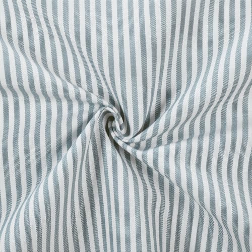 Image of TWOPAGES Pinch Pleat Cafe Curtains 36 Inch Long Ticking Stripe Light Filtering Farmhouse Half Window Curtains for Small Window (Light Blue Pinstripe, 26W x 36L Inches, Set of 2)