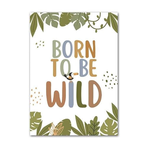 SCZOYJKWY Cute Giraffe Elephant Lion Monkey Car Rainbow Wall Art Canvas Painting Posters And Prints Pictures Baby Kids Room Decor(E,A4 21X30cm No Framed)