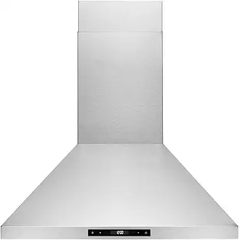 Hauslane Wall Mount Range Hood 30 Inch – European Style Stainless Steel Vent Hood with 3-Speed Touch Controls, LED Lights, Dishwasher-Safe Baffle Filters – Ducted or Ductless Convertible