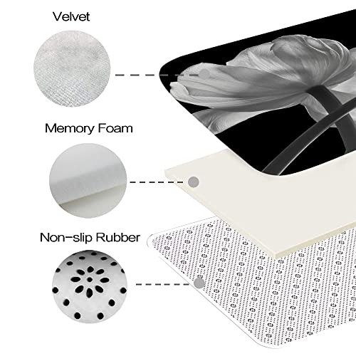 Schwarz und Weiß Blume Modern Bloom Rural Daisy Floral Badezimmer Teppiche und Matten Set 3-teilig, Memory Foam… – Bild 5