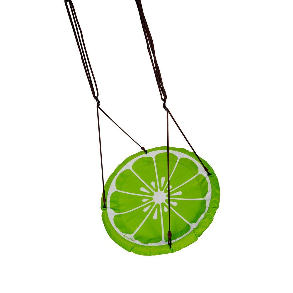 Swurfer Slice - Giant 40" Round Colorful Saucer Tree Swing with Soft Padded Edge, Weather Resistant Quick Drying Fabric, Tool Free Assembly, Holds 500lbs and Up to 4 Kids