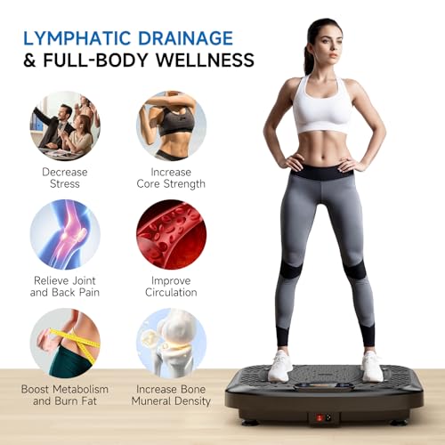 Vibration Plate Exercise Machine Weight Loss, Full Body Workout Vibration Plate Lymphatic Drainage, 199 Adjustable Speeds Power Shaping Waver Vibrating Plate 450 Lbs Capacity Fitness Platform - Image 7