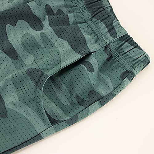 Image of KISBINI Boys Athletic Shorts with Pockets Sport Active Camo Shorts