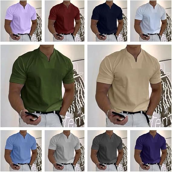 Lininco Mens Shirts, Braylen Stylish T-Shirt, 2025 Business Fitness Tee, V Neck Fitness Muscle T Shirt3