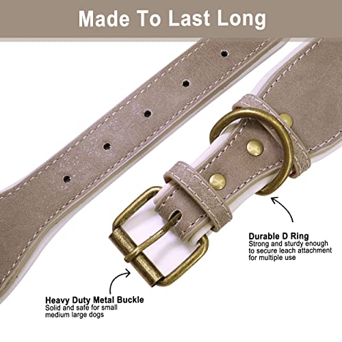 Kinyablue 2" Wide Leather Dog Collar For Large Dogs, Thick Padded Personalized Dog Collars With Large Name, Heavy Duty Large Dog Collar With Strong Buckle For Rottweiler Mastiff Great Dane Fit 20-24" #TOP4