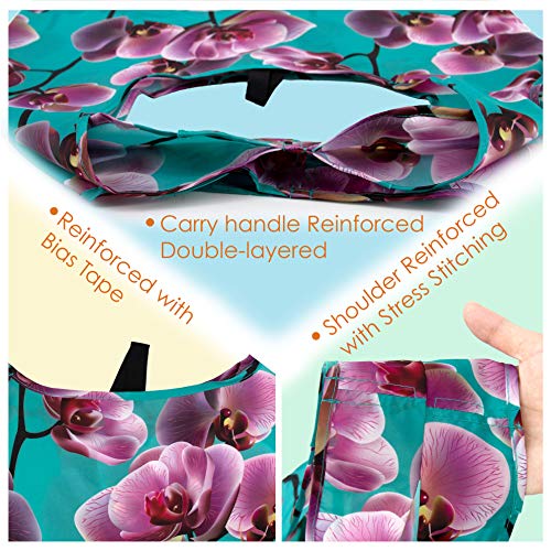 Beegreen 10 Pack Washable Floral Grocery Bags For Shopping Reusable Tote Bags Extra Large 50Lbs Cute Flower Design Foldable Reusable Bags For Women Men Lightweight Durable #TOP5