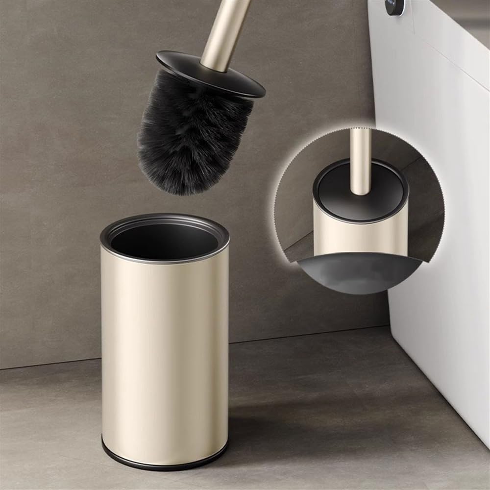 Escobillero y Portaescobillas Juego de portaescobillas baño Acero Inoxidable esmaltado al Horno con Mango Tapa Limpieza Profunda