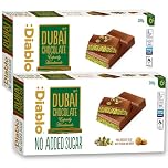 Diablo No Added Sugar Dubai Chocolate Bar – Smooth & Rich No Added Sugar Chocolate for All, Great for Gifting on Christmas, Birthdays, Valentines & More, Ideal Snack for Adults & Kids, 200g Pack of 2