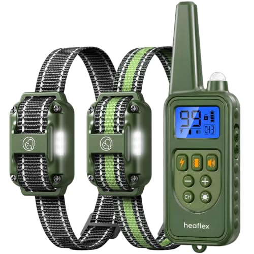 Heaflex Dog Shock Collar, 4-Mode Beep/Vibe/Shock/Light, IPX8, 3300FT