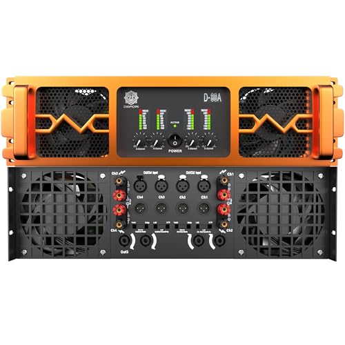 Digimore 4-Channel Class-H Power Amplifier | 1200Wx4 @ 8Ω, 1800Wx4 @ 4Ω | 2000Wx2 @ 8Ω & 3500Wx2 @ 4Ω Bridge | Damping >600 | 4-Large Cooling Fans | 3