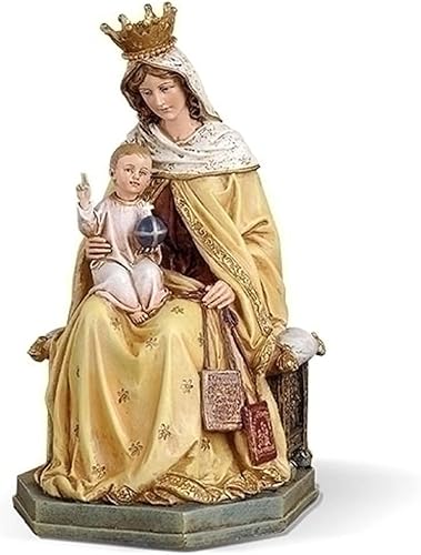 Roman Our Lady of Mt Carmel with Child - Figura de estatua de mesa de resina de 8 pulgadas