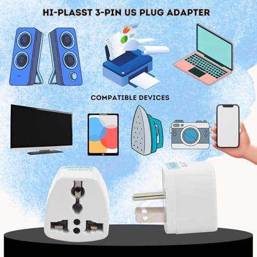 Image of Type-B USA Converter Plug (Pack of 3) India to Canada Travel Adapter for USA, Canada, Mexico, Brazil, Philippines, Cuba, Thailand, Taiwan, Japan, Panama 3pin Plug