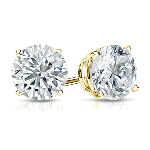 1/5 to 2 Carat Lab Grown Diamond Round Stud Earrings for Women in 14k Gold (VS2-SI1, 0.20 to 1.00 cttw) 4-Prong Setting Screw Back Studs by Diamond Wish4