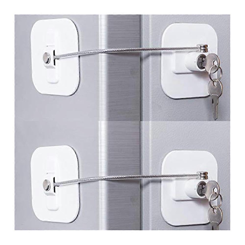Joyhappst Image Color Refrigerator Lock, Mini Fridge Lock With Key For Adults, Lock For A Fridge, Cabinet Door(White 2Pac