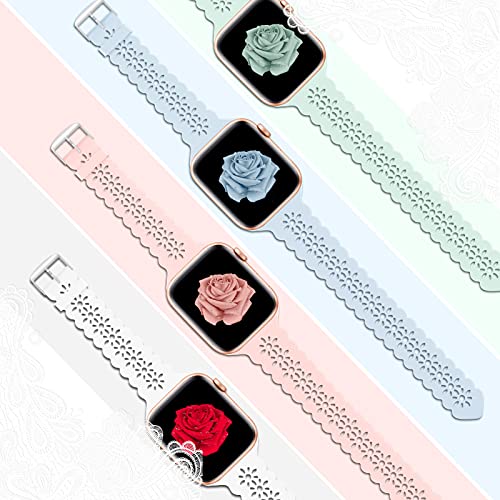 Image of Lace Silicone Bands Compatible with Apple Watch Bands for Women