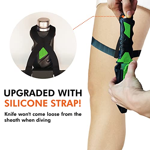 Scuba Diving Knife With Leg Strap Sheath And Petrolatum Jelly Silicone Strap, Double Edged Tactical Sharp Dive Stainless Steel Blade With Lock Release Button For Divers Snorkeling Hunting Hiking #TOP1
