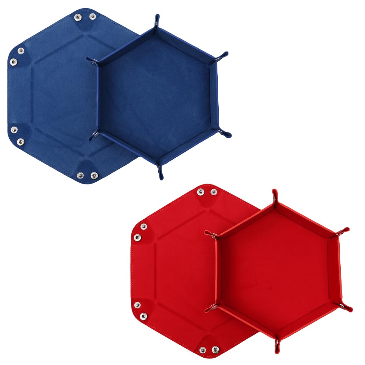 2 Pezzi Tavole per Dadi in Pelle Pieghevoli, Vassoio per Dadi in Velluto, Double Face Tappetino per Dadi per Dungeons and Dragons RPG e Giochi da Tavolo (Rosso+Blu)