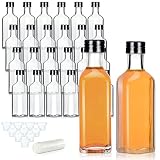 Gerrii 24 Pcs 3.4 oz Hot Sauce Bottles Glass Bottles Empty Clear with Black Leak Proof Screw Caps for Syrup Olive Wine Liquor Water (Square)