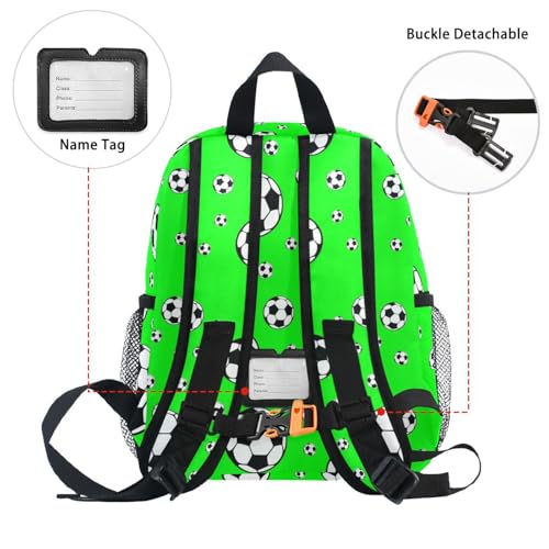 Soccer Ball Green Toddler Backpack Kindergarten Elementary Backpack for Boys Girls Toddler Schoolbag4