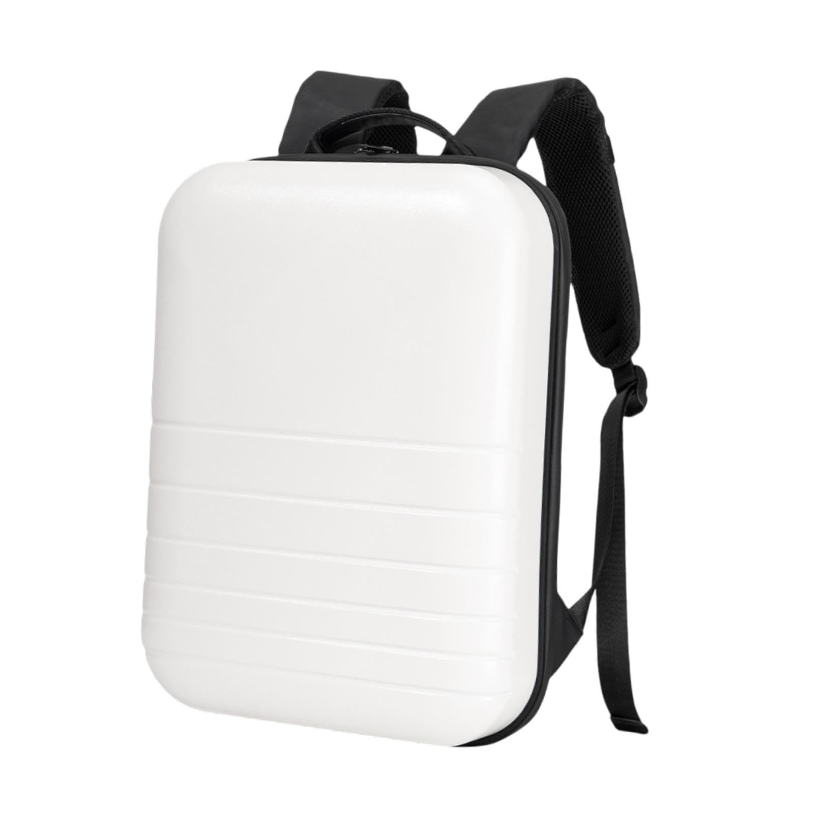 Milageto Mochila para Portátil Mochila Laptop Mochila Ordenador Bolsa de Viaje Mochila Escolar Carcasa Rígida de PC Y PU Impermeable con Correa para Equipaje a, Blanco
