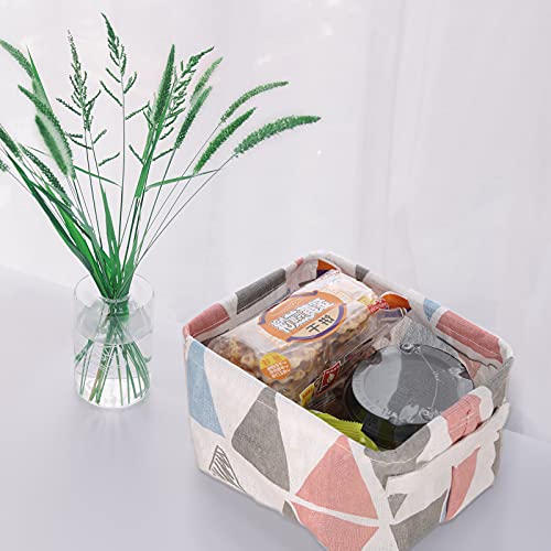 Viesap Leinen Speicher Organizer Sets,10 Stück Aufbewahrungskorb,Organizer mit Griffen,Faltbare Wasserdicht,100% Leinen & Baumwollgewebe Aufbewahrungsbehälter,für Regale&Schreibtische-20.5*16.4*13.5cm