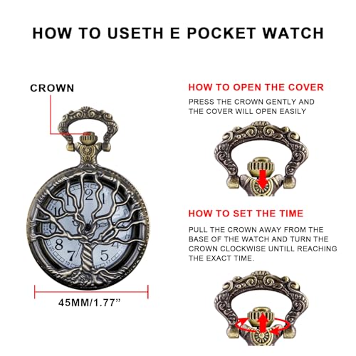 Image of Tiong Pocket Watch Hollow Tree of Life Design Roman Numerals Engraved Bible Verse Quartz Pocket Watch with Chain Custom Pocket Watch Birthday Gifts