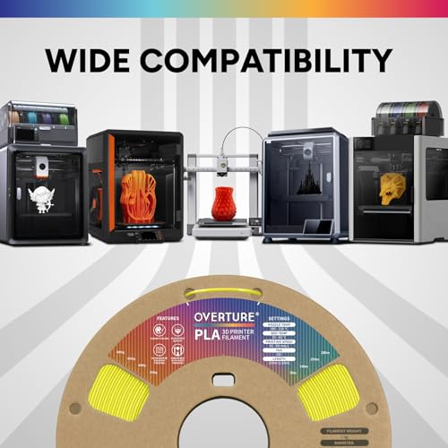 Image of OVERTURE PLA Filament 1.75mm, Neatly Wound 3D Printer Filament 1kg Spool (2.2lbs), Dimensional Accuracy + /- 0.02 mm, Fit Most FDM 3D Printers (Highlight Yellow)