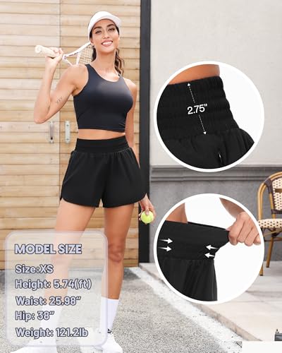 Altheanray Running Shorts for Women High Waisted Athletic Shorts Gym 2 in 1 Workout Shorts Women with Zipper Pockets2