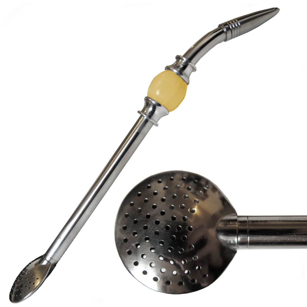 Exquisite Luxury Brazilian Bomba with Gold Bead - Bombilla for Yerba Mate