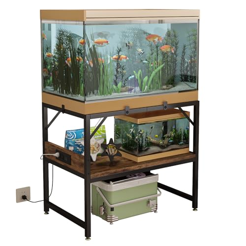 METYERRY Modern 15 Long Gallon Fish Tank Stand for Home Office, 2-Tier Aquarium Stand with Shelf for Storage, Fish Tank Table 24