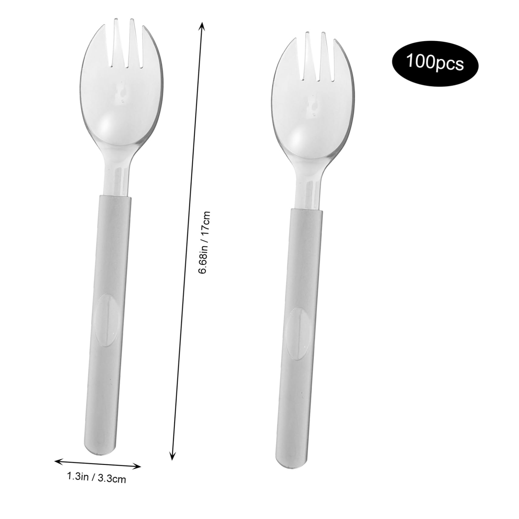 Mikikit 100pcs Spork Spoon Set Plasticforks Spoons for Camping Picnic Outdoor Tableware