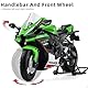 Risopen 1:12 Motorrad-Modellspielzeug kompatibel für Kawasaki Ninja ZX-10R Metalldruckguss mit Kunststoff-Motorradmodell kein Zusammenbau erforderlich, Mini-Fertigmoto für Erwachsene (Grün)