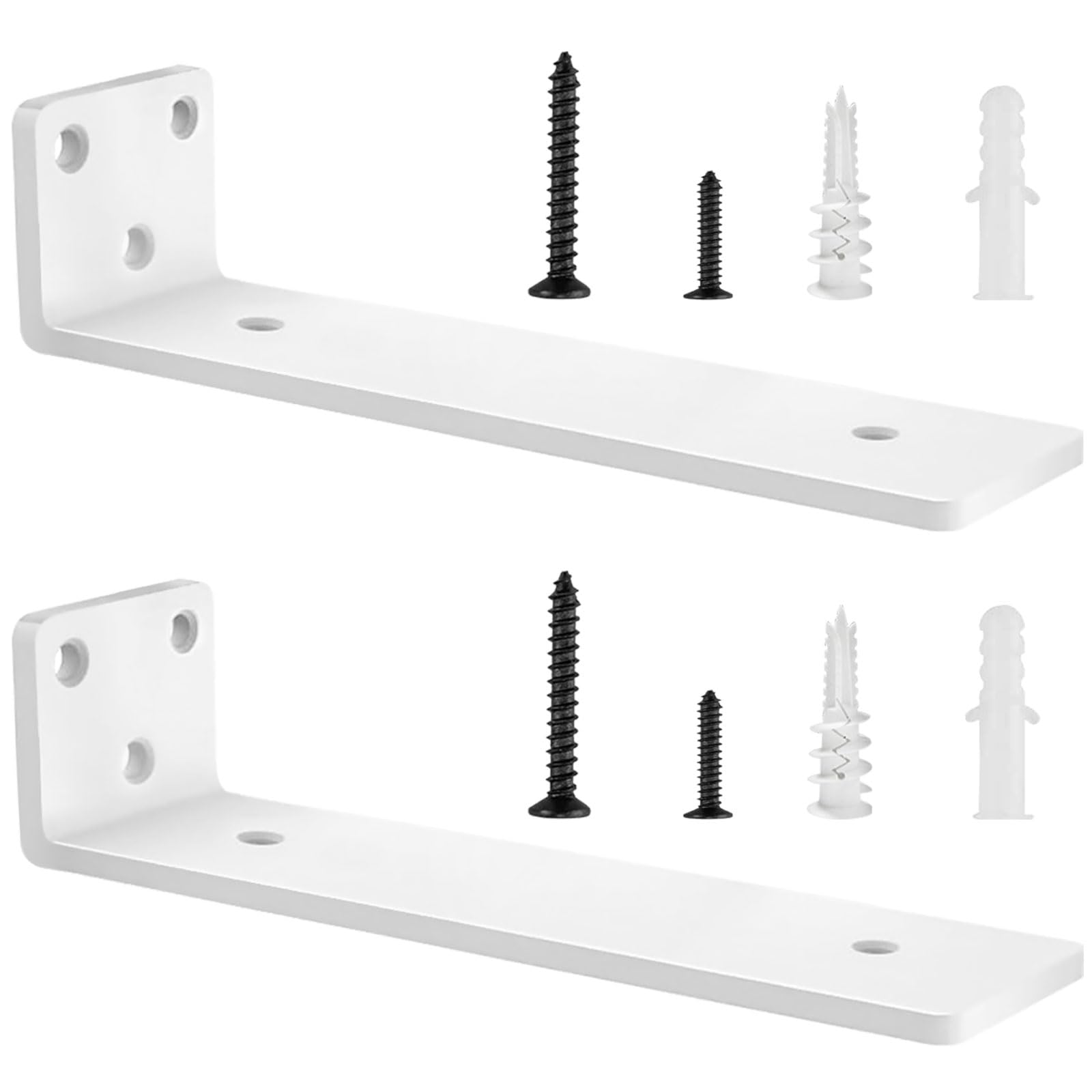 2 Pack Floating Shelf Brackets 10in, Heavy Duty Wall Mounted Shelf Brackets, L-Shaped Metal Shelf Support for Floating Shelves